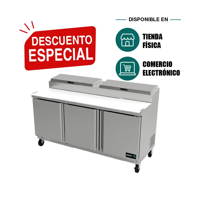 Mesa Refrigerada para Preparación de Pizzas Asber APTP-72-PE