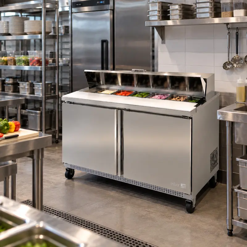 Mesa Refrigerada para Ensaladas Asber APTS-48-12 | Mesa Preparación Refrigerada