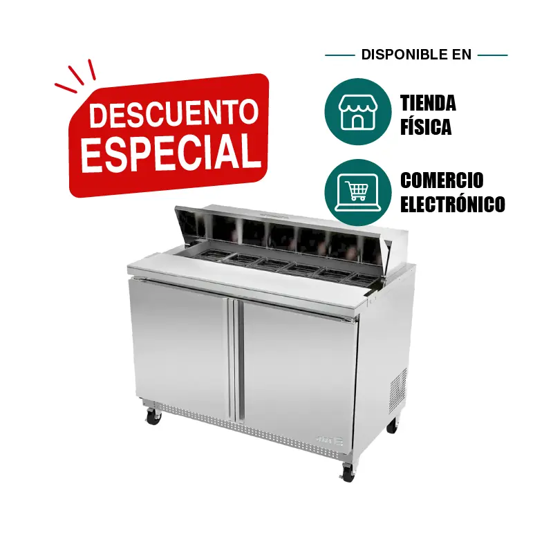Mesa Refrigerada para Ensaladas Asber APTS-48-12 | Mesa Preparación Refrigerada