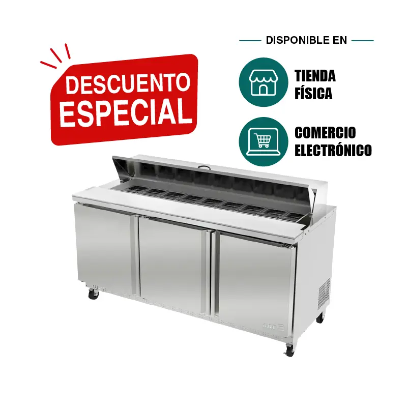 Mesa Refrigerada para Ensaladas Asber APTS-72-18 | Mesa Preparación Refrigerada