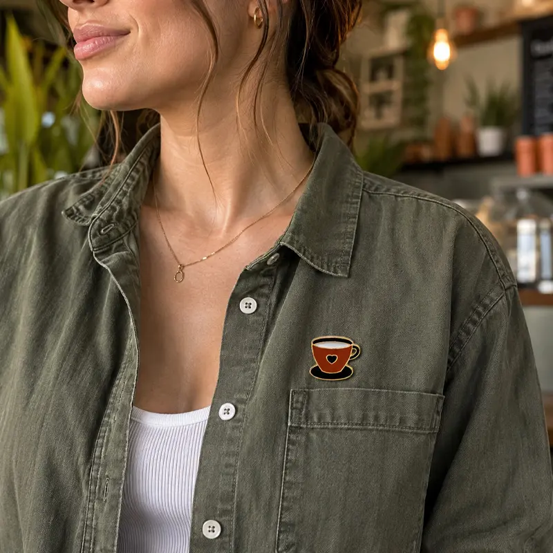 Pin en Forma de Taza de Café con Corazón - Accesorio para Amantes del Café