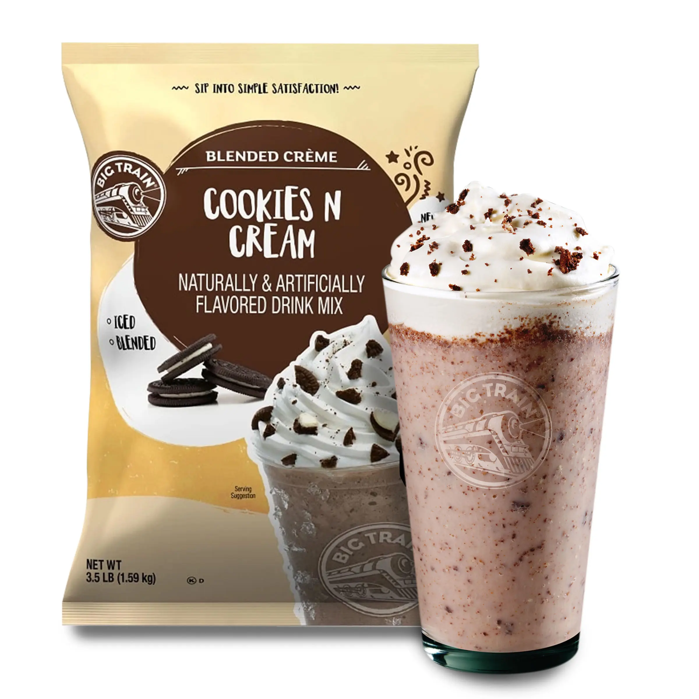 Polvo Big Train Cookies & Cream 1.59 Kg
