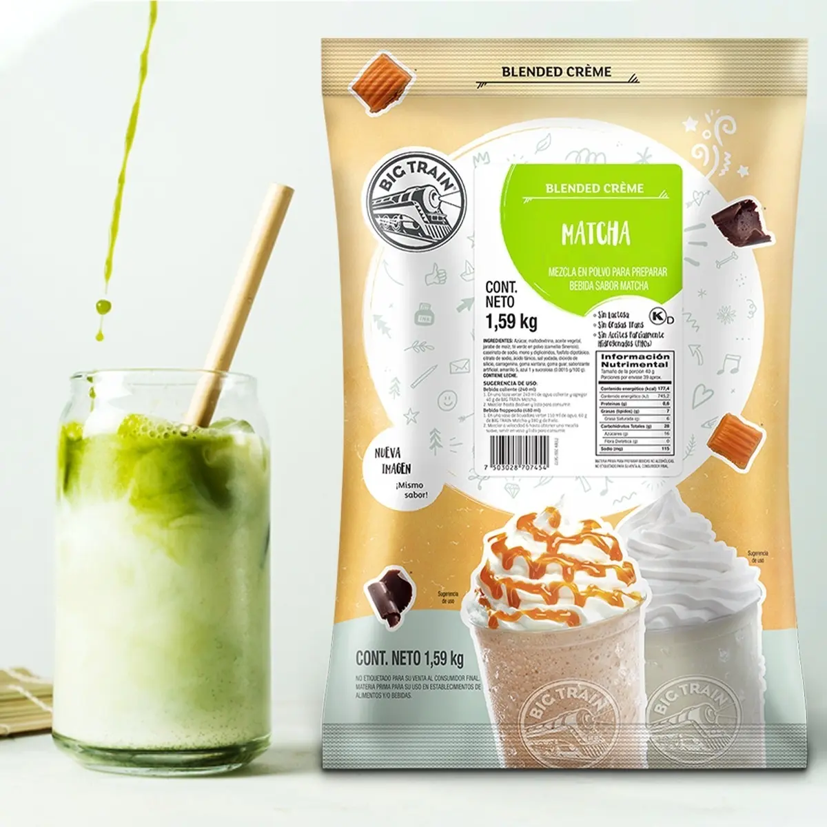 Polvo Big Train Sabor Matcha 1.59 Kg