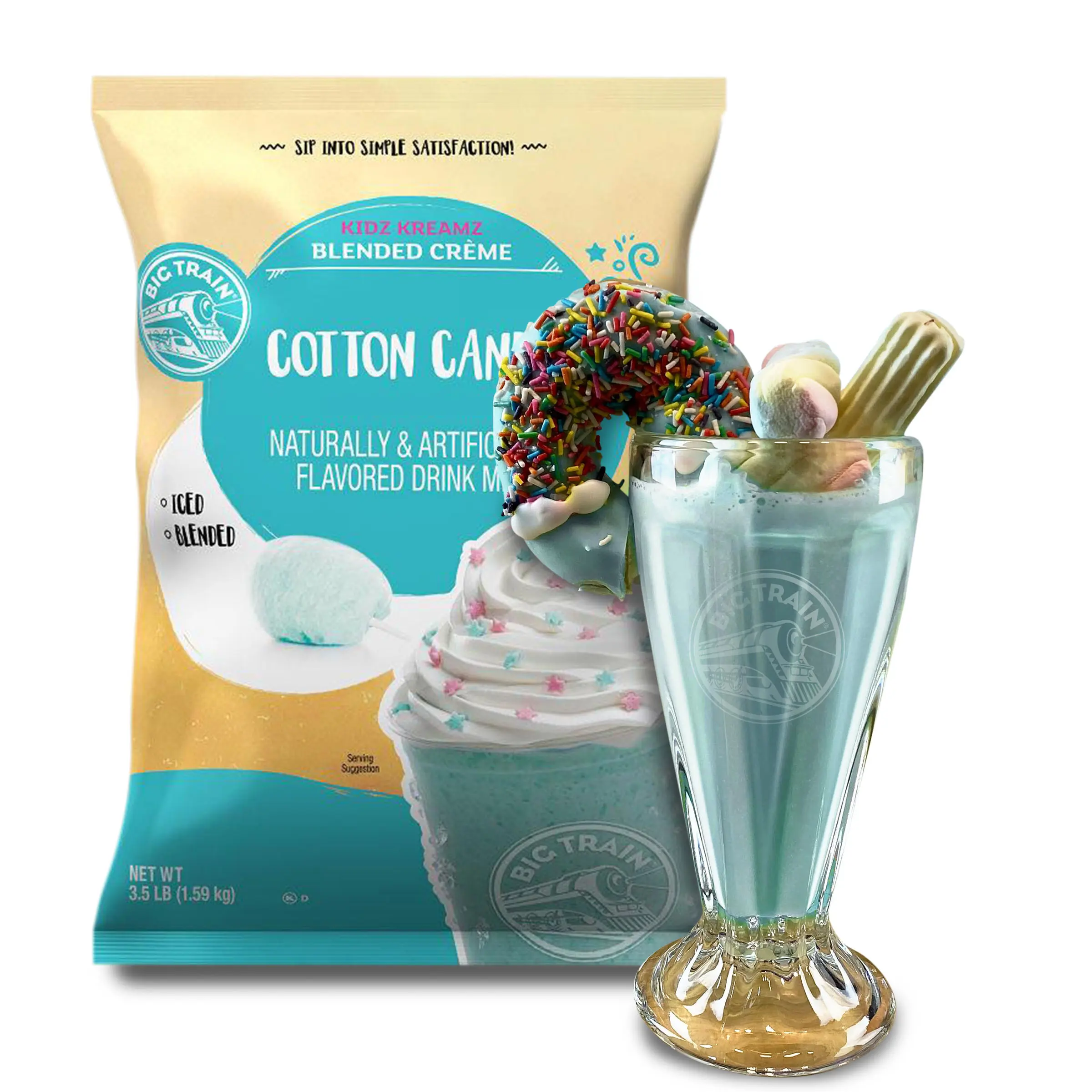 Polvo Big Train Sabor Algodón de Azúcar 1.59 Kg