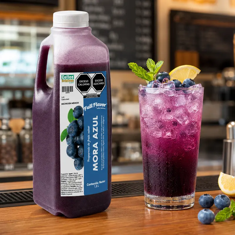 Preparado de Fruta Sabor Mora Azul 1800 ml – Para Bebidas, Frappé y Granita