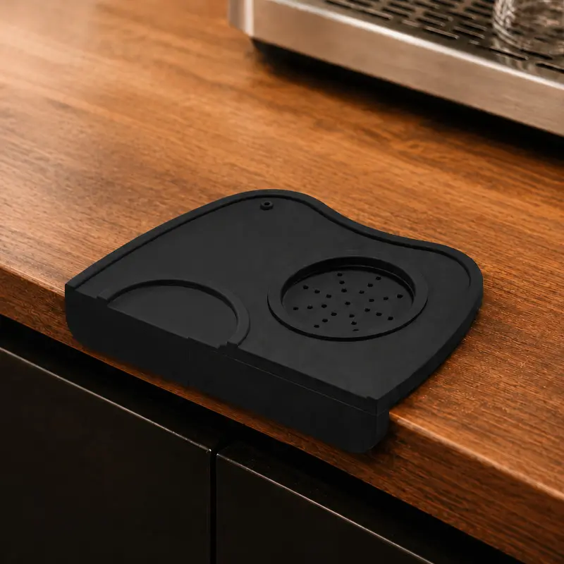 Tapete para Coffee Tamper de Caucho Negro. Modelo GR-5302
