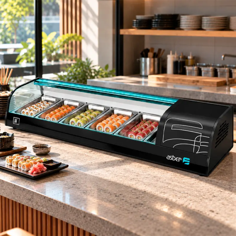 Vitrina Para Sushi Asber ACTC-55 | Vitrina Refrigerada para Ensaladas
