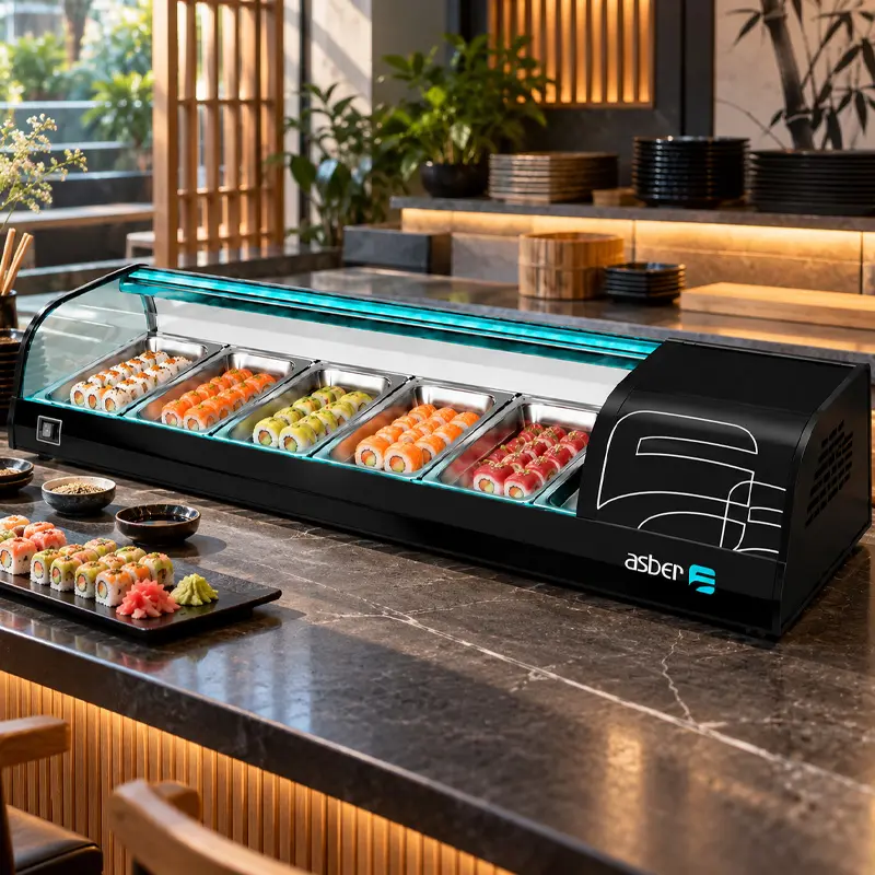 Vitrina Para Sushi Asber ACTC-55 | Vitrina Refrigerada para Ensaladas